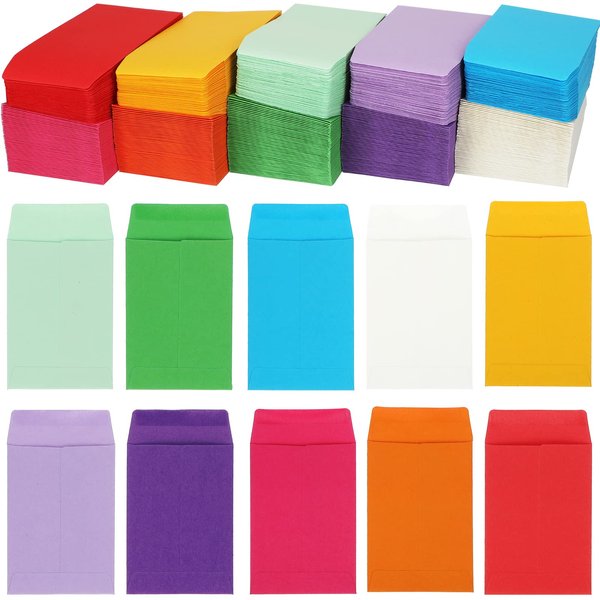Geyee 500 Pcs Small Coin Envelopes Seed Envelopes Small Tip Envelopes for Cash Self Adhesive Mini Envelopes for Seeds Storage for Home Wedding Garden and Office(Black, 2.25 x 3.5 Inch)