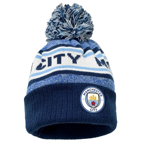 Fan Ink Manchester City Beanie Knitted Ski Hat, Licensed M. City Winter Hat White