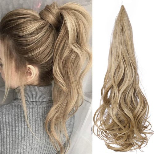 Ponytail Extension 30 Inch Flexible Wrap OTO BELLA Around Ponytail Hair Extensions 120g Long Curly Synthetic Ponytail Wavy Pretty Hair Ponytails Hairpieces For Women Daily Use (22/24#)