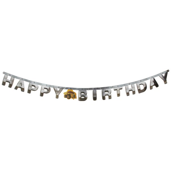 Creative Converting Construction Zone Birthday Banner, 96" x 7", Multi-colored