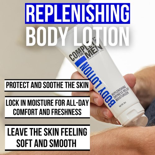 COMPLETE FOR MEN - Body Lotion for Men, for Dry Skin: Non-Greasy Hand & Body Moisturizer with Shea Butter, Aloe Vera, 24 Hour Hydration, Mens Lotion for Dry Skin