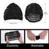 5 Pack Mesh Crochet Hairnet Rayon Knit Neck Caps Cropped Women's Hairnet Crocheted Night Caps (Black)