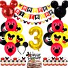 Mickey 3rd Birthday Party Supplies, Mickey 3 Years Old Decorations for boys Three Birthday Decor Red Yellow Black Balloon Banner Number 3 Foil Balloons Mouse Ears Headband for Kids… (black red 3rd)