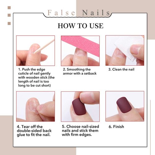 Zehope Glossy Press on Nails Red Short Square Fake Nails Full Cover Artificial Acrylic False Nails for Women and Girls (24Pcs)