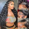Ferzzon 30 Inch Deep Wave Lace Front Wigs Human Hair 13x4 HD Deep Wave Lace Front Wigs for Women Glueless Transparent Lace Frontal Human Hair Wigs
