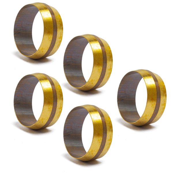 LTWFITTING 7/8-Inch Brass Compression Sleeves Ferrels,Brass Compression Fitting(Pack of 50)