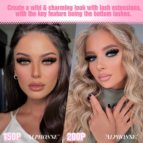 Fluffy Lash Clusters with Bottom Lashes Cluster Eyelash Extensions Thick Volume Individual Lashes 320pcs ALPHONSE Lash Extension Clusters for Beginners (150D+200D, 12-20mm)