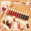 10 Colors Liquid Tint Stain Set, Korean Lip Gloss Moisturizing Natural Mini Liquid Lipstick, Long-Lasting & Non-Stick Cup, Multi-Use Lip and Cheek Tint Stain