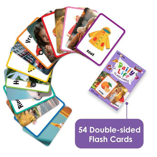 Bear Tale Alphabet Flash Cards for Toddlers 1 2 3 4 5 6 Years About Daily Life, 54pcs Double Sided Printed Kids Toddler FlashCards, Early Learning Educational Toys for Kindergarten Preschooler