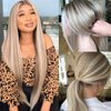 V'NICE Long Straight Highlight Piano Lace Front Wig Blonde with Brown Synthetic Wigs Heat Resistant Fiber Replacement Wig for Fashion Women