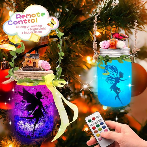 Alritz Fairy Lantern Craft Kit - Gift for Kids Girls - Remote Control Mason Jar Night Light - DIY Garden Halloween Decorations Art Project, Creative Activities for Birthday Party and School