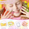 Audab 144 Pieces Kids Press on Nails for Girls Fake Nails Emboss Artificial Nail Tips Pre Glue Short Stick on Nails for Kids Nails Decoration Sleepovers Kids Valentine Day Gifts (Sweet Sunshine)