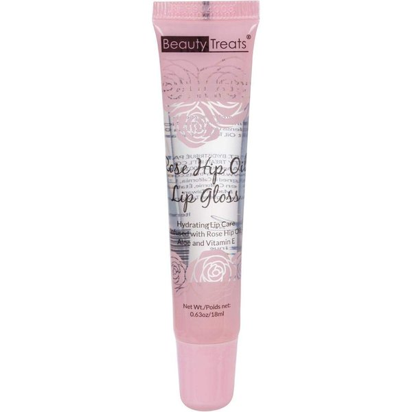 2pcs Beauty Treats Rose Hip Oil Lip Gloss Hydrating Lip Care Infused with Rose Hip Oil Aloe and Vitamin E