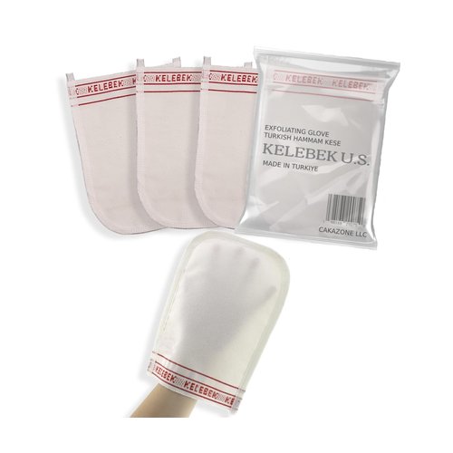 Kelebek Exfoliating Glove for Body 4 PCS - Turkish Hammam Kese - Exfoliating Mitt - Dead & Dry Skin Cleanser - Body Scrub To Have a Soft Skin - The Best Skincare Kit for Women&Men