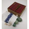 THY COLLECTIBLES Set of 3 Drilled Yoni Eggs Green Jade Stone Egg for Kegel Exercise Pelvic Floor Muscles Vaginal Exercise Ben Wa Ball Health Care for Women Beautiful Brocade Gift Box & Pouch