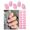 Wahrshei Semi Cured Gel Nail Strips, 20pcs Classic Pink Gel Nail Stickers Work with UV, Easy to Use and Remove