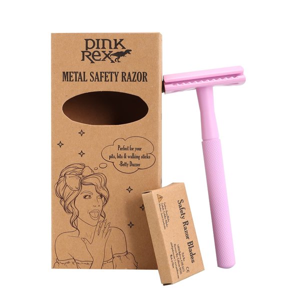 Pink Rex Women's Double Edge Safety Razor (Lavender Purple) Eco-Friendly Includes 10 Razor Blades