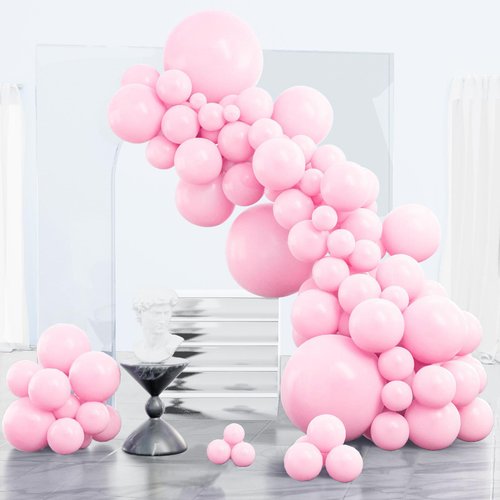 PartyWoo Pastel Pink Balloons, 85 pcs Pink Balloons Different Sizes Pack of 18 Inch 12 Inch 10 Inch 5 Inch Baby Pink Balloons for Balloon Garland Balloon Arch as Birthday Party Decorations, Pink-Q05