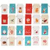 24 Pieces Christmas Countdown Bag with Drawstrings Small Christmas Gift Goody Bags for Xmas Holiday New Year Party Favors Supplies, 24 Designs Advent Calendar Bags
