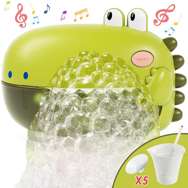 Lehoo Castle Baby Bath Toys, Automatic Bath Bubble Machine, Dinosaur Bathtub Bubble Maker with 12 Songs, Bath Toys for Kids Ages 1-3, Gift for Boys Girls
