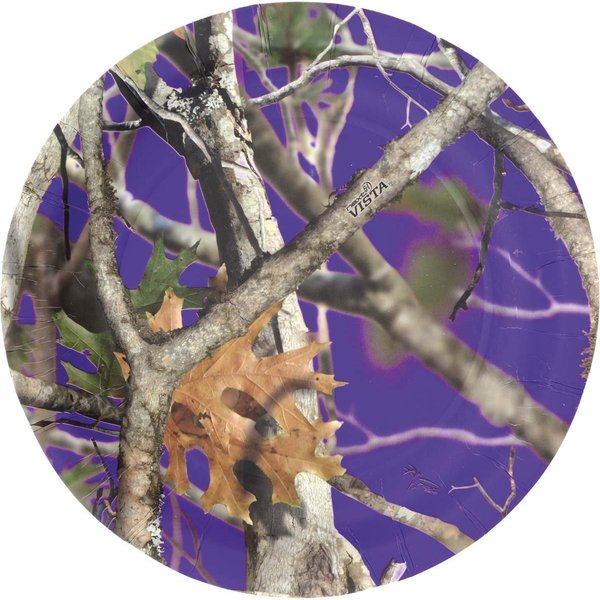 Purple Camo Dessert Plates (Next Vista Camo, 7" Round Plates - 8 Pack) Camo Colorz Party Collection by Havercamp
