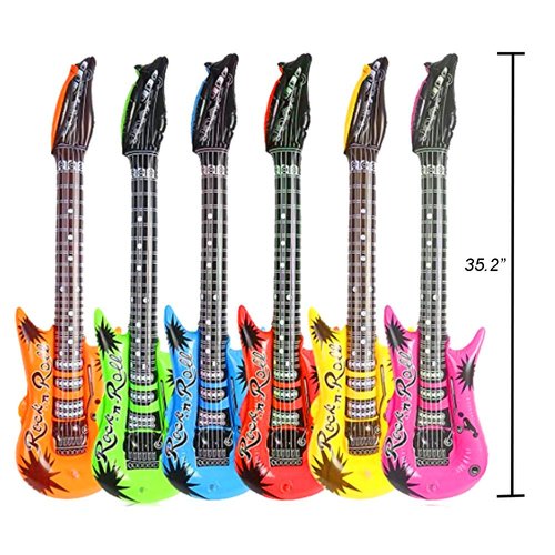 Party Inflatable Rock Star Toy Set,13 Pack, 4 Designs Inflatable Toy Set,4 Electric Guitar,4 Microphones ,4 Shutter Shading Glasses and 1 Saxophone,for Concert Theme Party Favors