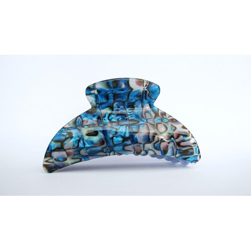 Generic Bright blue abalone sea shell effect hair claw clip