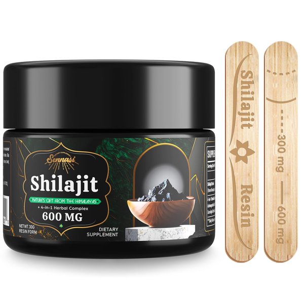 600 MG Pure Himalayan Shilajit Resin - Shilajit Supplement with Fulvic Acid & 85+ Trace Minerals for Energy, Immunity, Brain Power, 30 Grams