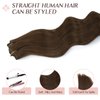 Hair Extensions Real Human Hair Clip in, Chocolate Brown 16 Inch 7pcs 120g, MAXITA Clip in Hair Extensions Real Human Hair Remy Thick Straight Natural Hair Extensions for Woman