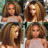 AliPearl Wig Highlight Curly Bob Lace Front Wigs Human Hair Pre Plucked with Bayby Hair 4x4 Lace Closure Bob Wigs for Black Women Human Hair Brazilian Virgin Glueless Colored Bob Lace Frontal Closure Wigs Ali Pearl Hair (10 Inch)