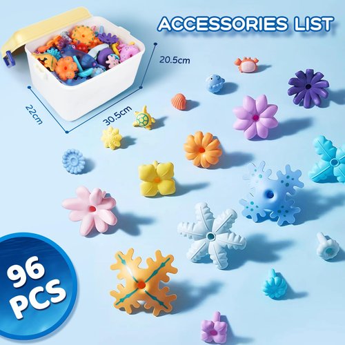 Yeeammk Toddler Toys for 3 4 5 6 Years,96PCS Ocean DIY Building Blocks Stacking Toys-Educational and Creative Construction Kit for Kids,STEM Learning,Fun and Engaging Preschool Puzzle Game