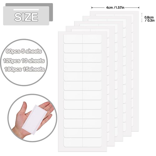 Sajoo 180 Pieces Hair Extension Tape Tabs, Double Sided Replacement Tape Adhesive for Hair Extensions Wigs Supplies (White)