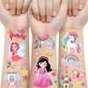 Unicorn Princess Temporary Tattoo for Kids, 270+ Pcs Rainbow Crown Fake Tattoos for Girls’ Party Supplies Kids' Birthday Favor, 36 Sheets Waterproof Tattoo Stickers for 5 6 7 8 9 Years Old Girls