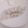 Missgrace Bride Wedding Crystal Pearl Leaf Hair Comb Silver Gold Bridal Hair Pieces Rhinestone Bridal Hair Clip Flower Hair Side Combs Wedding Hair Accessories for Brides Women (Silver)