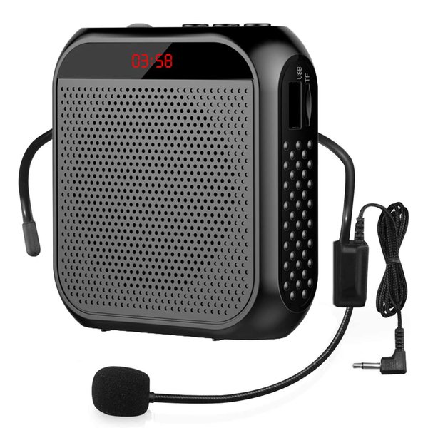 Portable Voice Amplifier with Wired Microphone Headset Rechargeable PA System Speaker Personal Microphone Speech Amplifier Power Amplifiers Loudspeaker for Teachers/Metting/Tour Guide (Black)