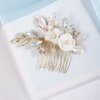 Missgrace Bride Wedding Crystal Pearl Leaf Rhinestones Hair Comb Gold Opal Bridal Hair Pieces Rhinestone Bridal Hair Clip Flower Hair Side Combs Wedding Hair Accessories for Brides Women (Gold Opal)