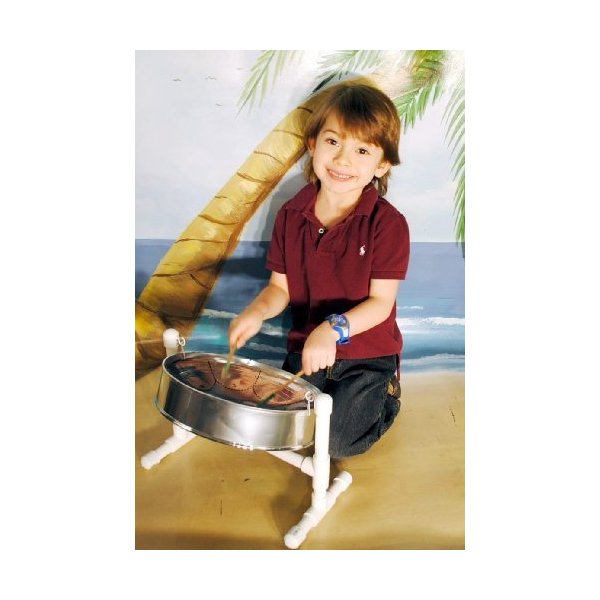 Steel Drum Source Calypso Steel Drum Package from with Sticks, Stand, Song Booklet, and Free Instructional DVD - Silver