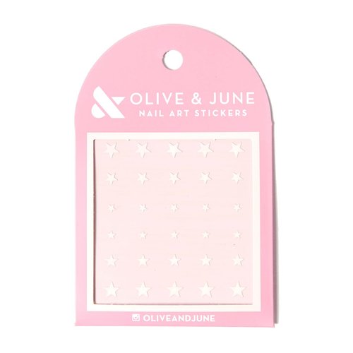 Olive & June Nail Art Stickers | Easy-to-Use Nail Designs | Nail Art Made Easy | Hand-Screened, No-Fade Ink | Accent, Mix & Match, or Cover Chipped Polish | White Stars