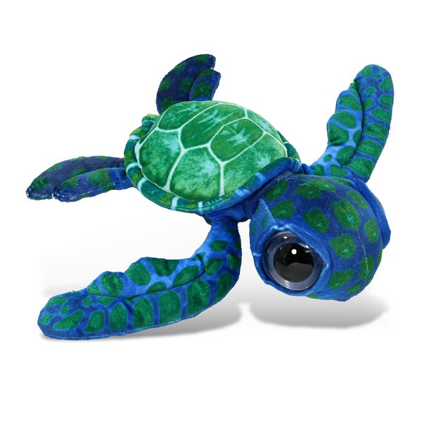 DolliBu Blue Sea Turtle Super Soft Stuffed Animal, Cute Realistic Stuffed Animals for Girls. Boys and Adults Animal Gifts, Kids Ocean Nursery Decor for Newborn, Cuddly Wild Baby Plush Toys - 10 Inches
