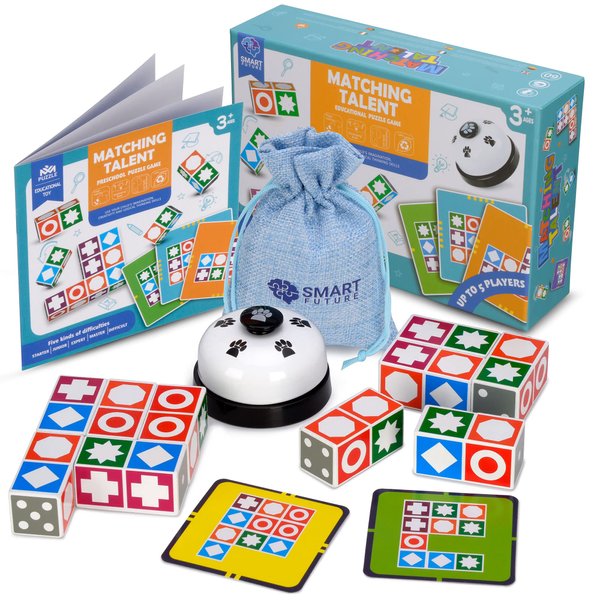 FUNTACTICS Matching Talent Puzzle Game,Family Board Games for Children and Adults with Pattern Cubes | Educational Spatial and Analytical Toy for Kids from Age 3+