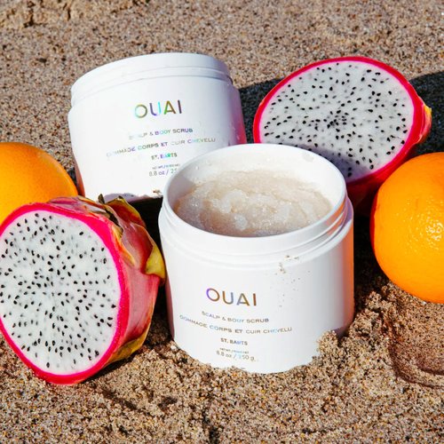 OUAI Scalp and Body Scrub, St. Barts - Deep-Cleansing Sugar Scrub for Hair and Skin - Exfoliates & Moisturizes - 8.8 oz