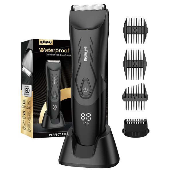ENSSU Hair Clippers for Men, Beard Trimmer with Skin-Safe Ceramic Blade & Wireless Charging Dock, Rechargeable Electric Razor Shaver for Men's Body Grooming