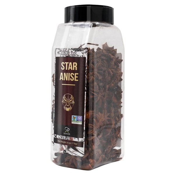 Soeos Star Anise Seeds 6oz (170g), Non-GMO Verified, Great for Baking and Tea, Anis Estrella, Whole Chinese Star Anise Pods, Dried Anise Star Spice, Chinese Star Anise, Star Anise Bulk, Anise Star.