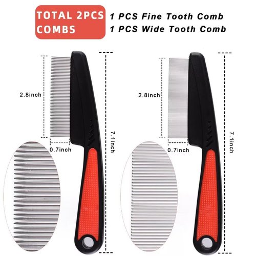2 Pieces Dandruff Comb For Dandruff Scalp,Stainless Steel Fine Tooth Comb Dandruff Removal Combs,Wide Tooth Combs Professional Grooming Tool for Kids and Adults