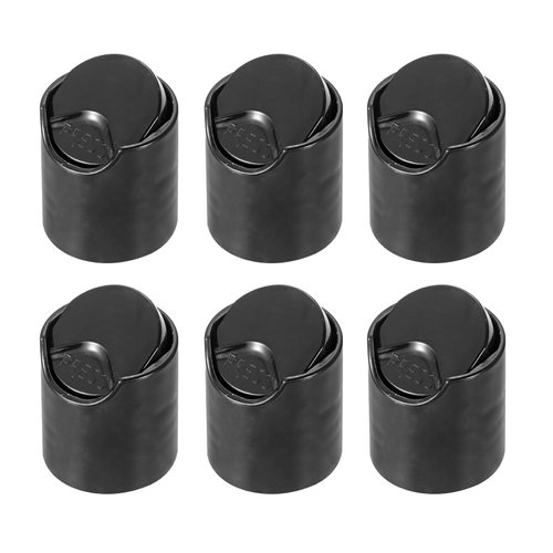 MECCANIXITY 6Pcs Black PET Bottle Cap, Leak Proof, Easy Quantitative Dispensing, 20/410 Size, Household Use