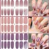 224 Pieces Thin Semi-Cured Gel Nail Strips Solid Full Wrap Nail Polish Strips Sticker Gradient Glitter Self Adhesive DIY Art Decals Strips for Women Girls DIY Craft Decoration Tips（16 Sheets）