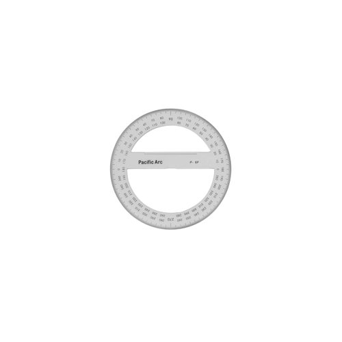 Pacific Arc's 6 Inch 360 Degree Plastic Circular Protractor Clear