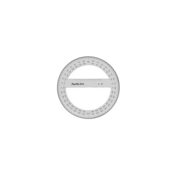 Pacific Arc's 6 Inch 360 Degree Plastic Circular Protractor Clear