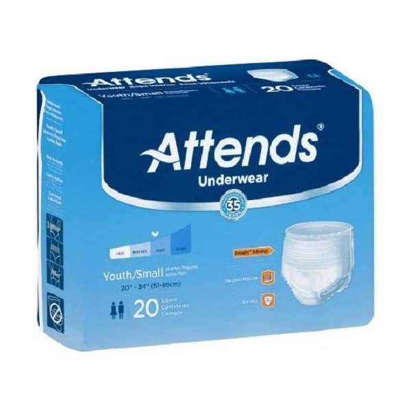 48APP0710CA - Attends Youth Super Plus Absorbency Pull-On Protective Underwear Small 22-34