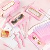 175 Pieces Lash Packaging Wholesale, Include 30 Empty Eyelashes Packaging Box, 30 False Lash Trays, 15 Eyelash Tweezers and 100 Eyelash Brush Mascara Wands Disposable (Pink)